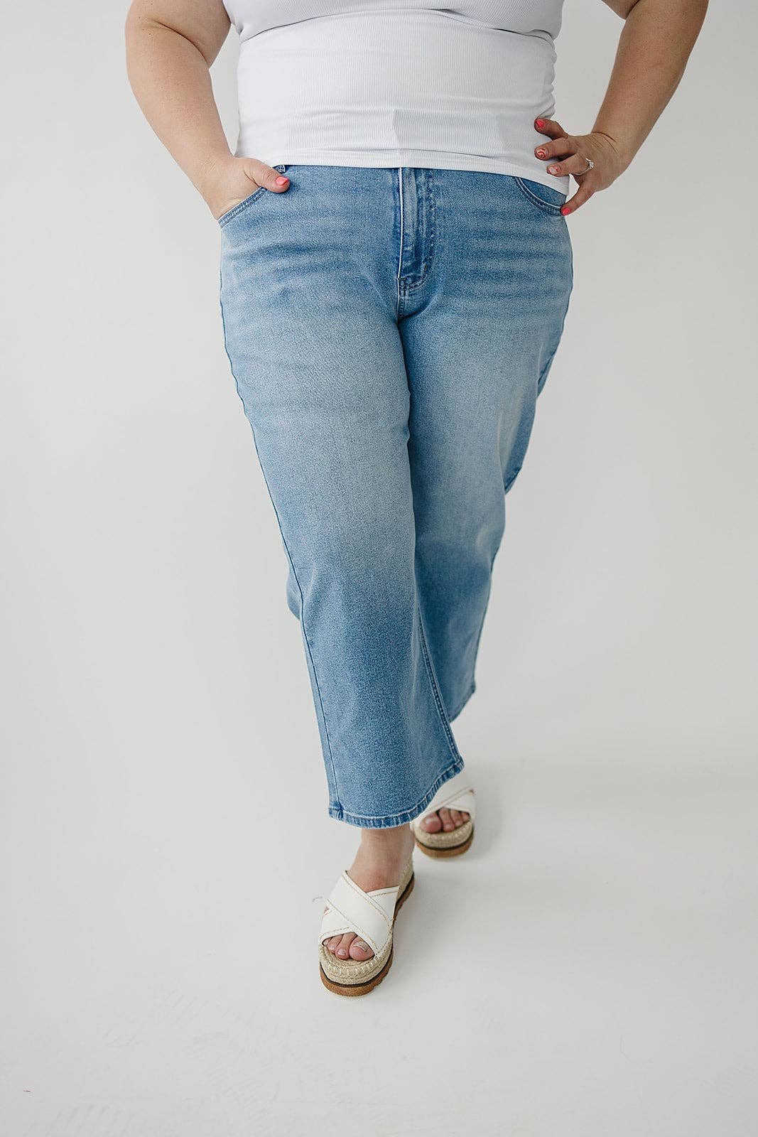 Medium Wash Non-distressed Cropped Jeans