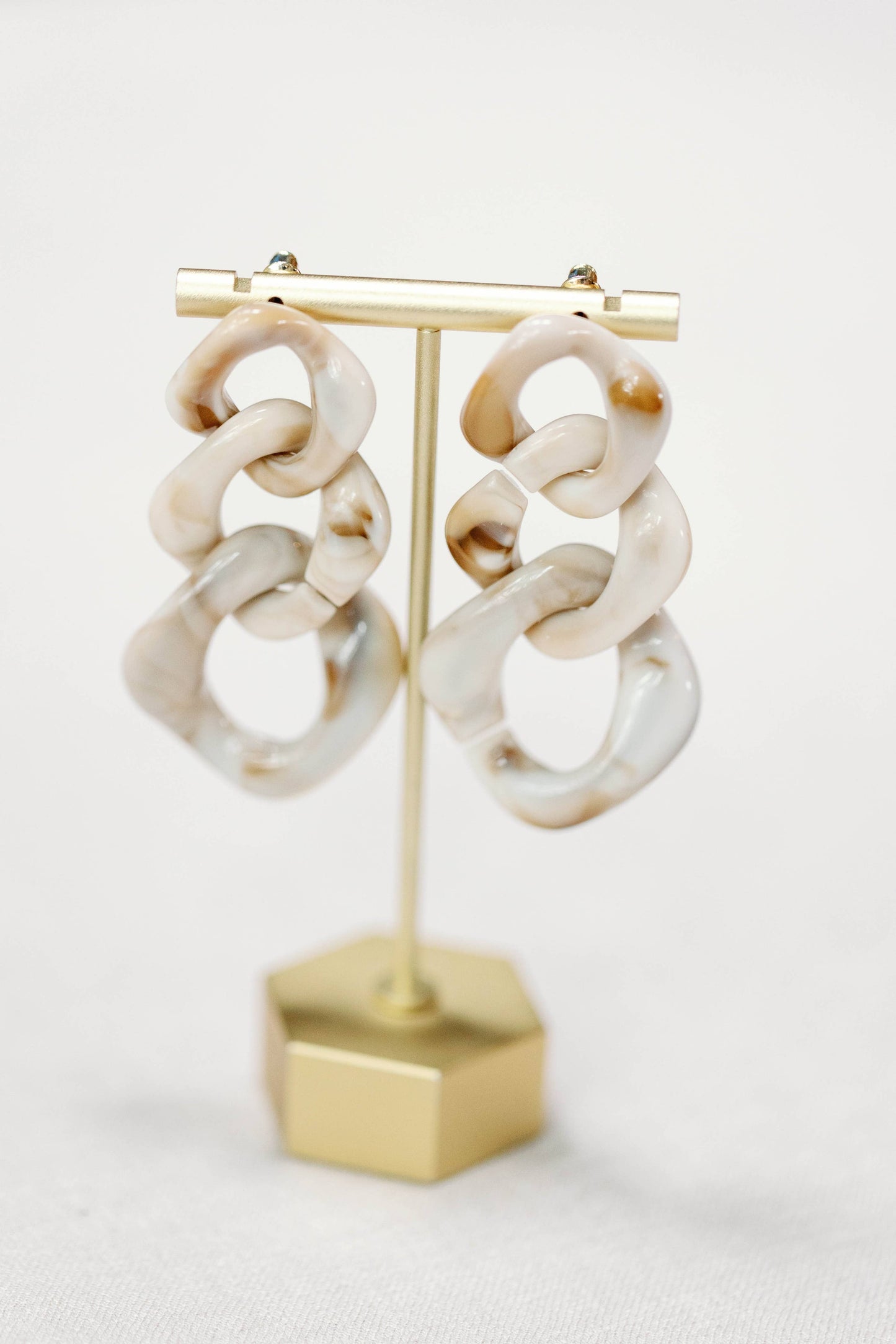 Cream Lucite Chain Drop Earrings