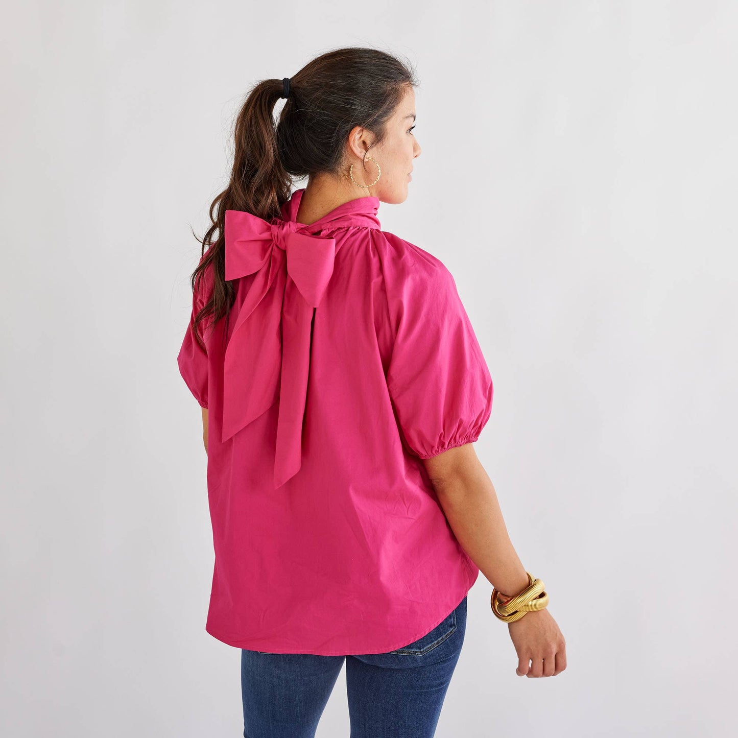 Ryan Bow Top: Fuchsia