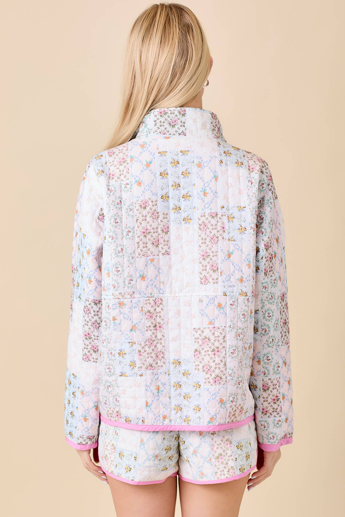 Quilted Floral Print Snap-on Jacket