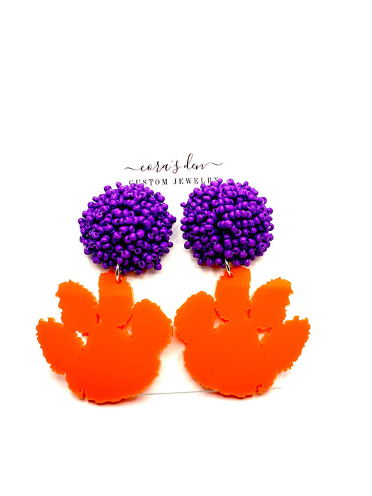 Tigers Paw Beaded Earrings