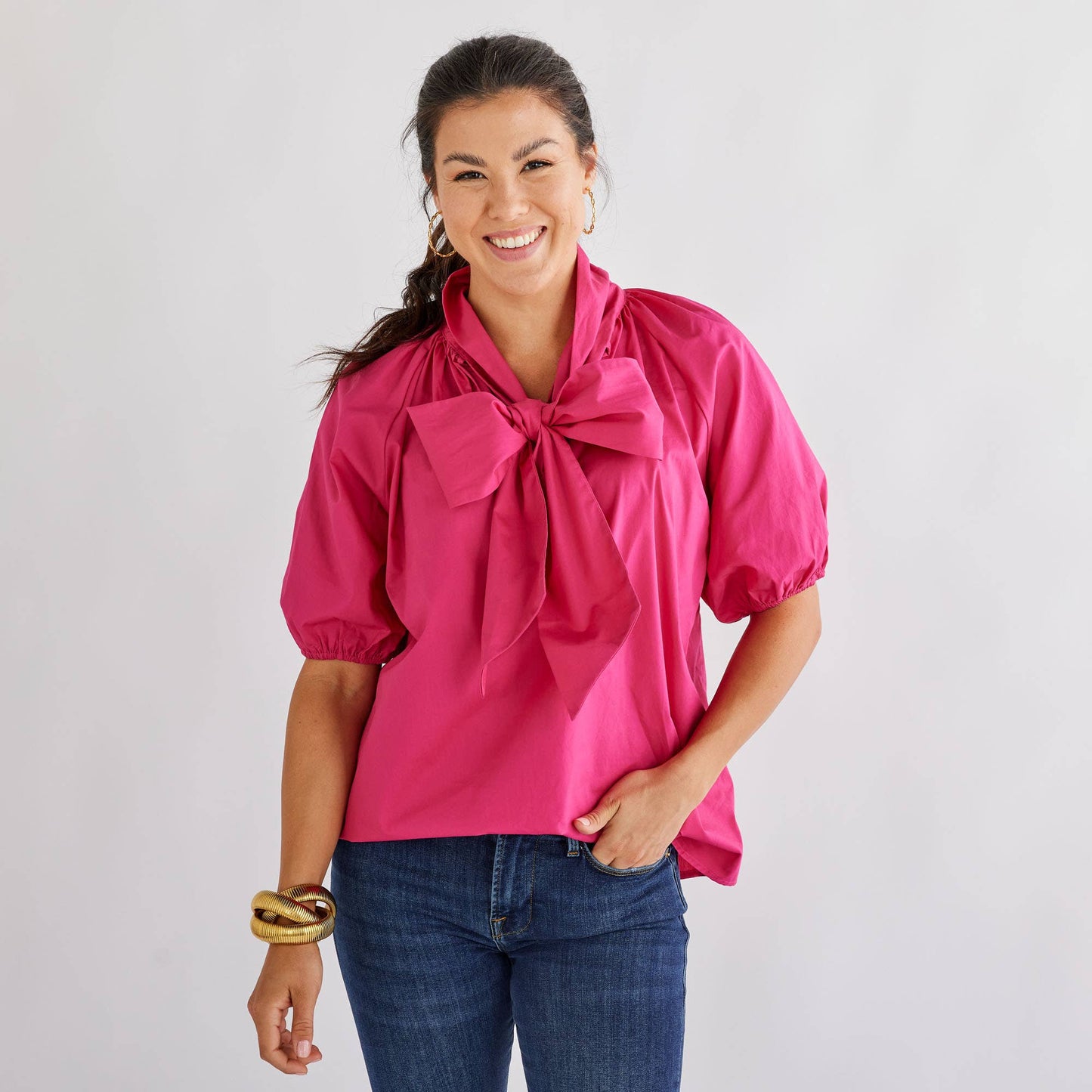 Ryan Bow Top: Fuchsia