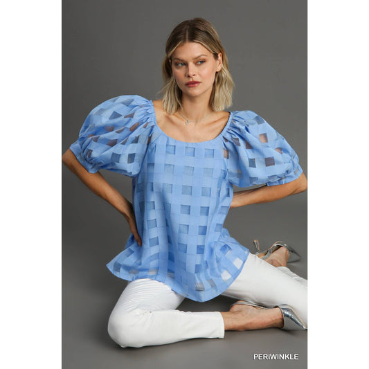 Periwinkle Organza Puff Sleeve Top