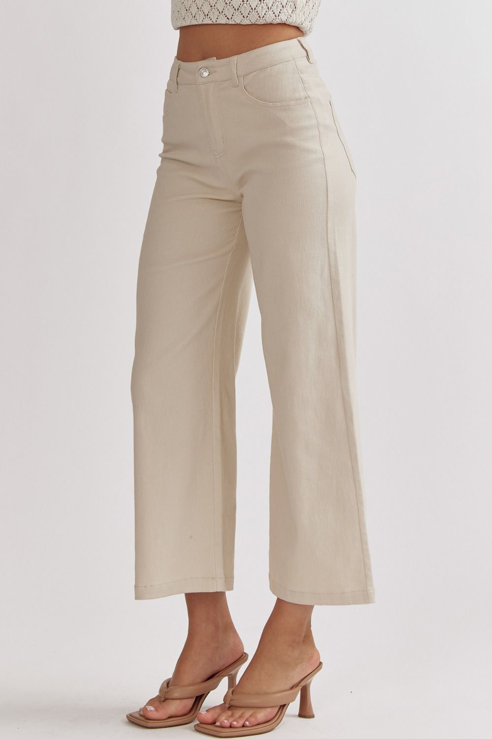 Sand High Waist Wide Leg Pants