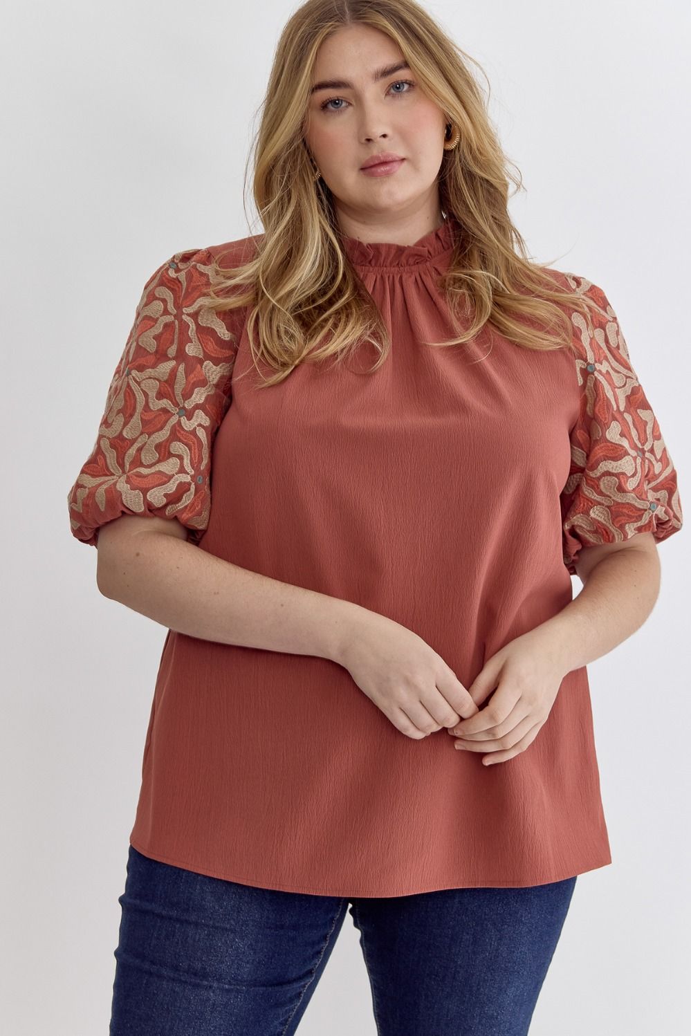 Cinnamon Top with Contrasting Sleeves