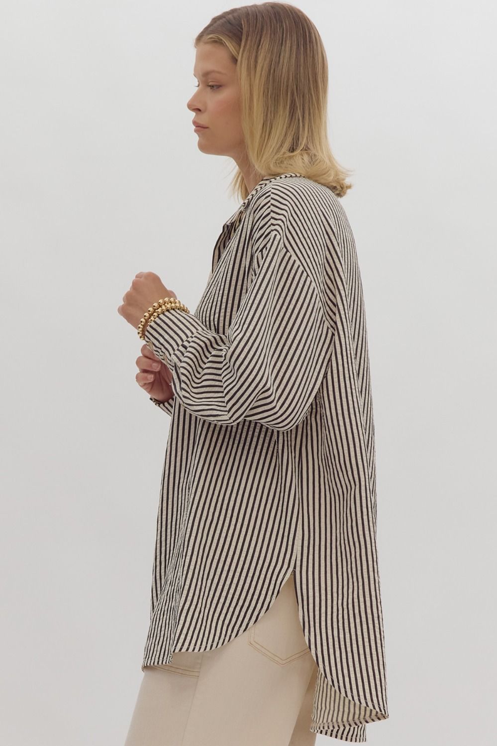 Black & Ivory Striped L/S Top