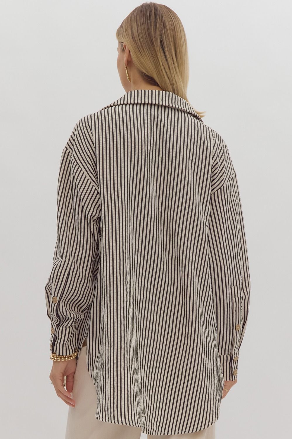 Black & Ivory Striped L/S Top