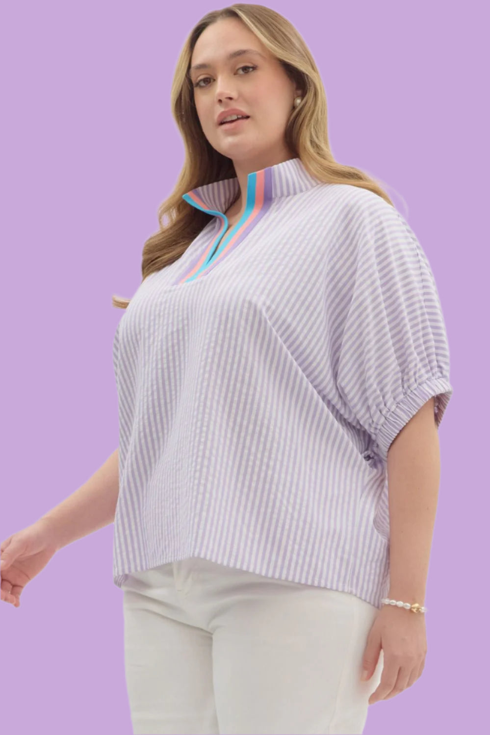 Lavender Striped Dolman Top