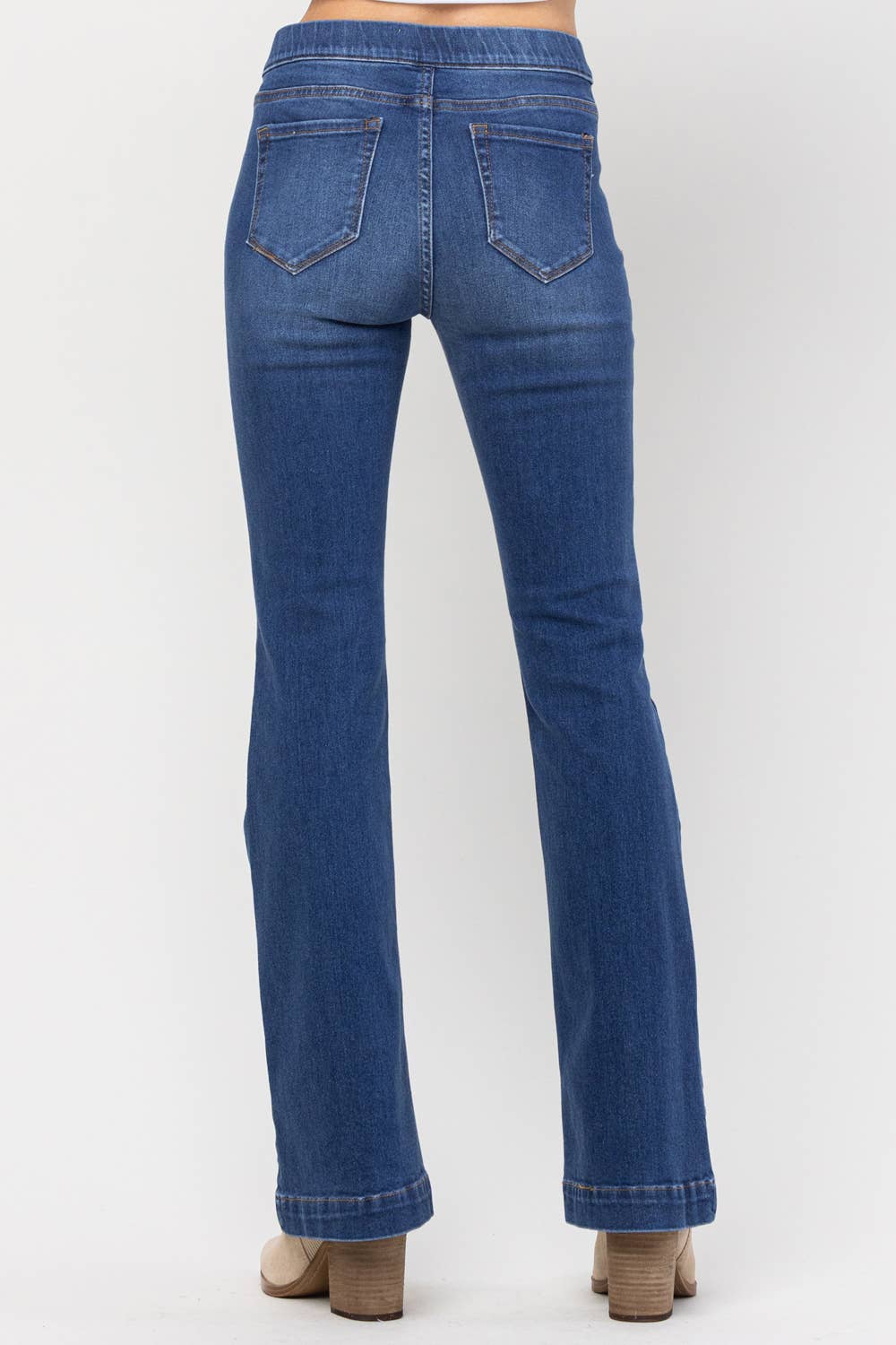 Denim Mid Rise Pull On Flare