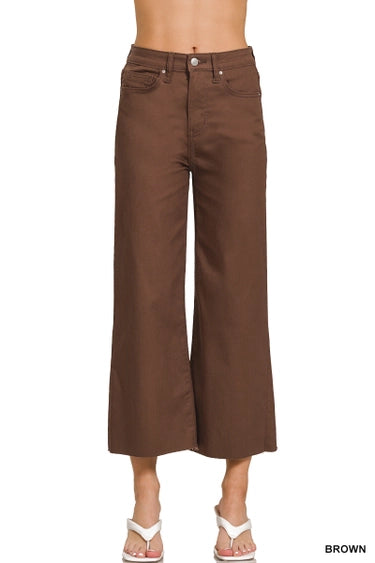 Brown High Rise Cropped Denim Pants