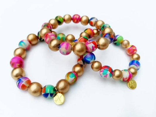 Abstract Gold Beaded Bracelet